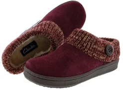 Clarks Women's Knitted Collar Clog Winter Slippers Angelina