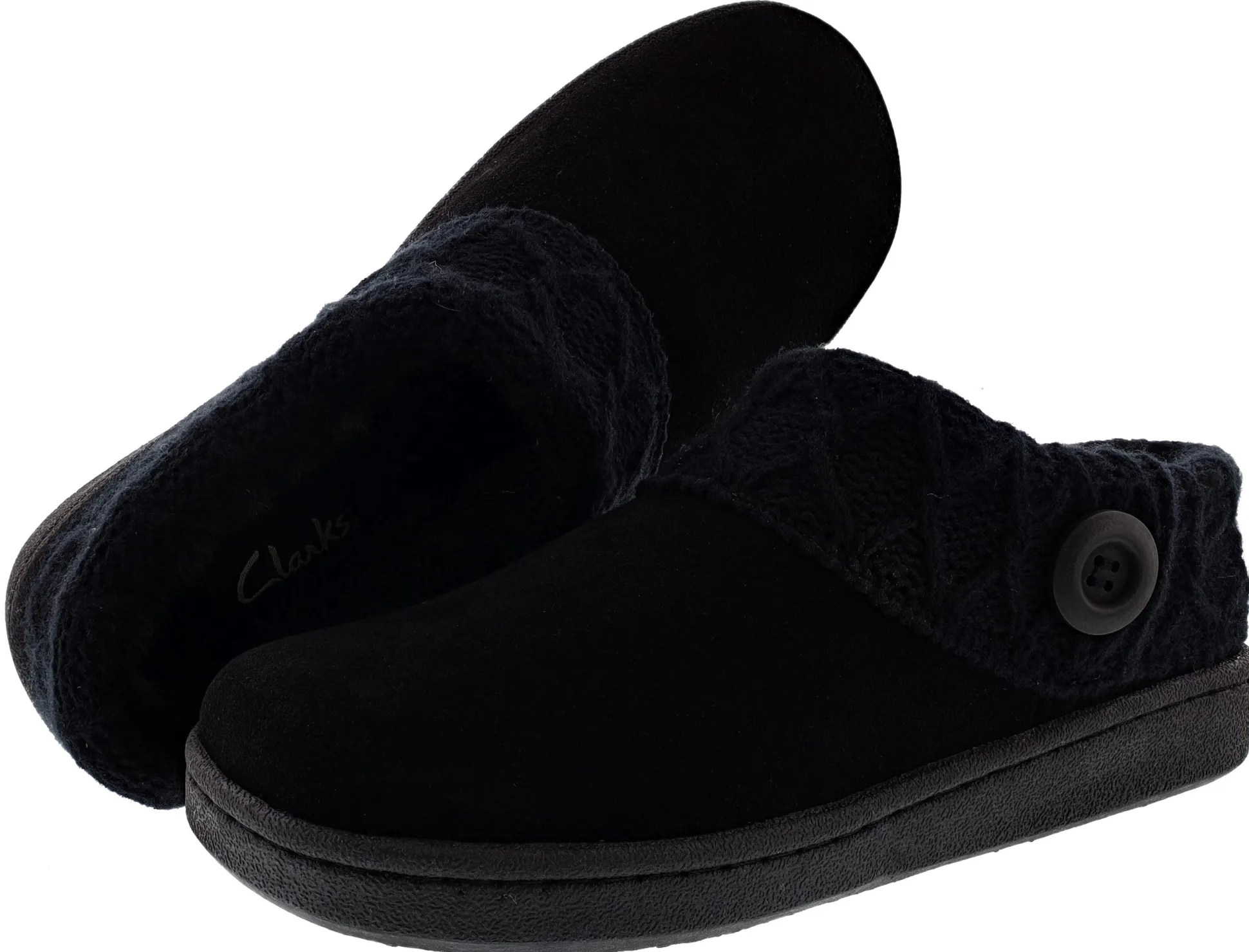 Clarks Women's Knitted Collar Clog Winter Slippers Angelina