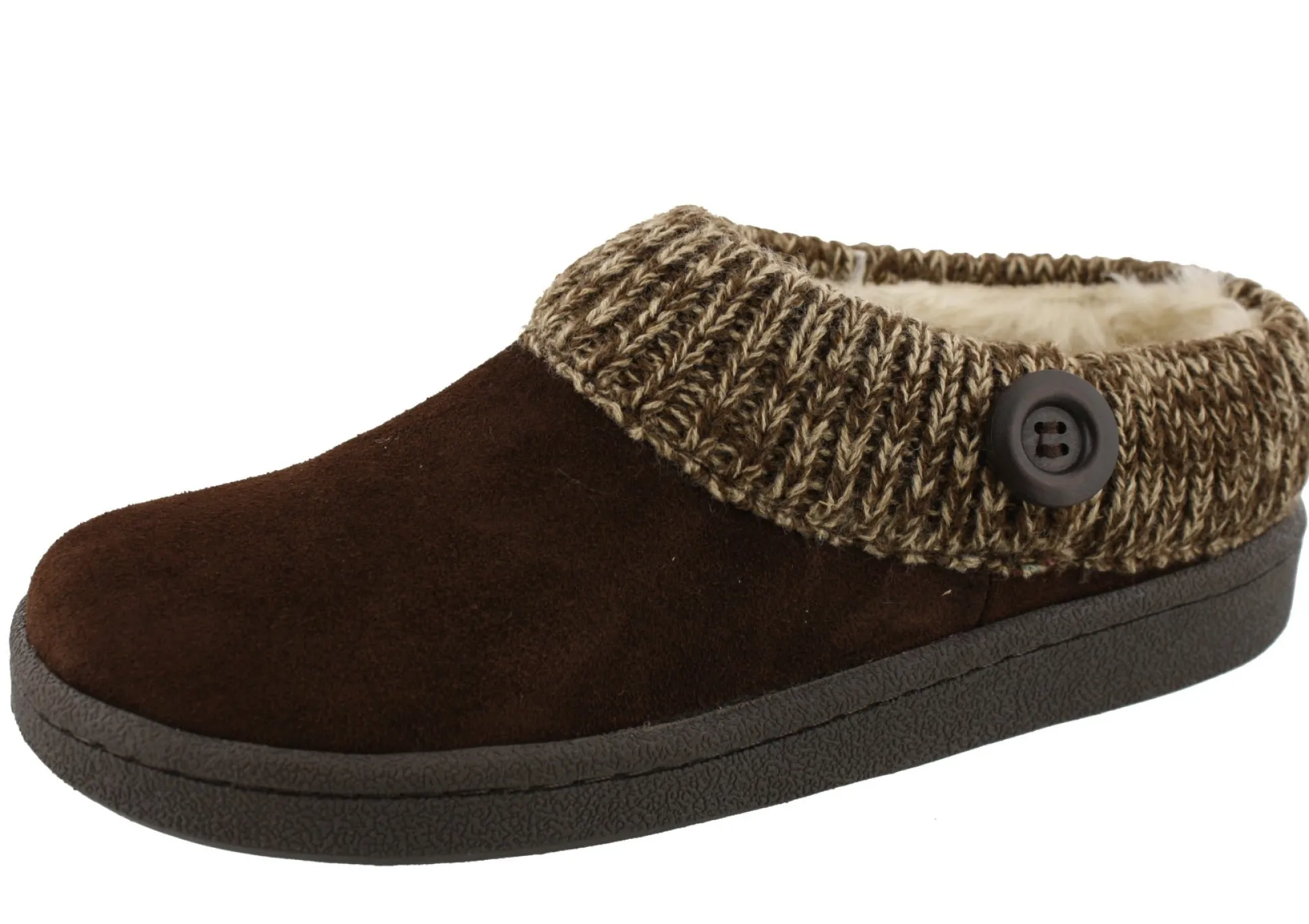 Clarks Women's Knitted Collar Clog Winter Slippers Angelina