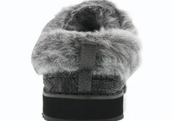 Skechers Women Wide Width Furry Cozy Open Back Slippers Ice Angel
